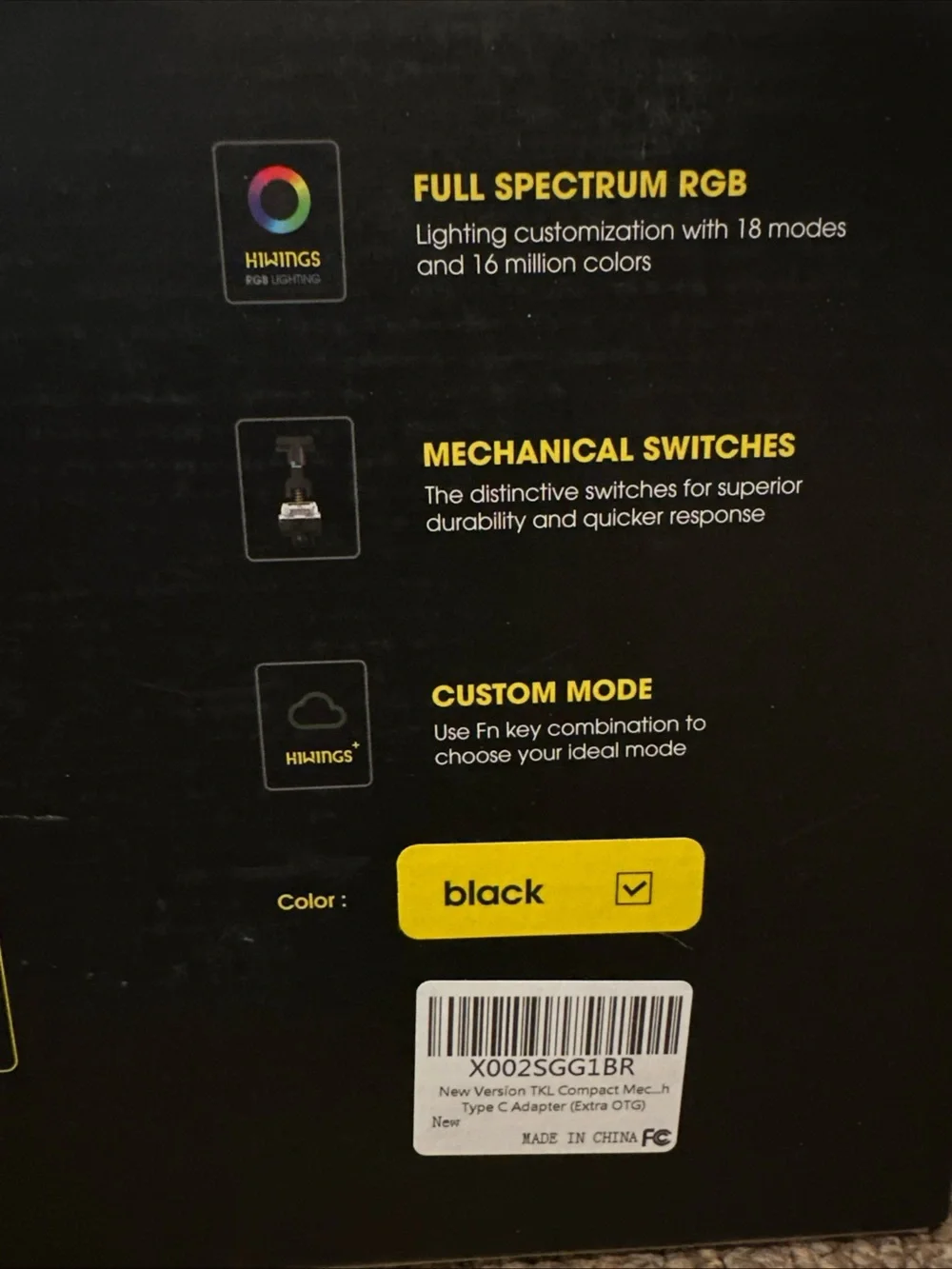HIWINGS H1100 Black Wired Mechanical Gaming Keyboard - 87 Keys RBG Backlight